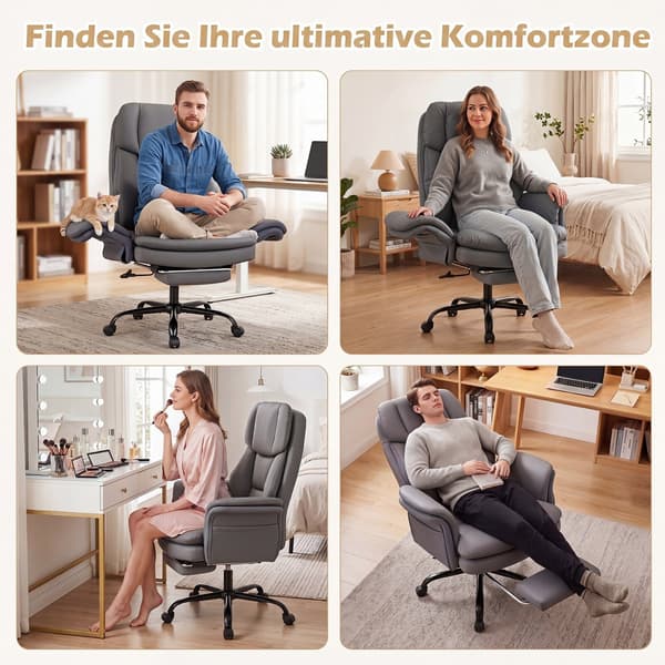 Kontorstol 25-45x30,5x46,5-49 tommer i grå