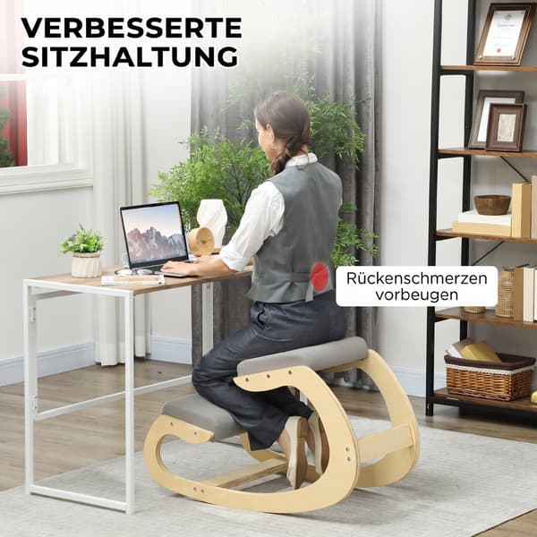 Ergonomisk gynge knælestol 55x85x55 cm lys grå