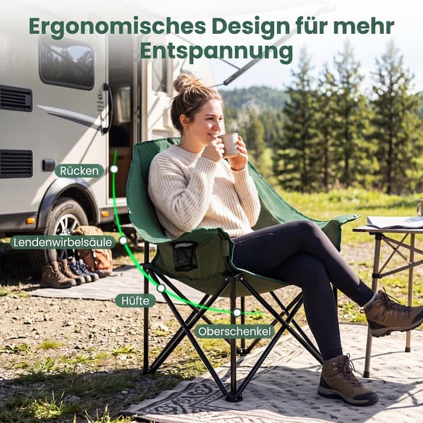 Sammenklappelige campingstole 2 stk 92x69x103,5 cm grøn