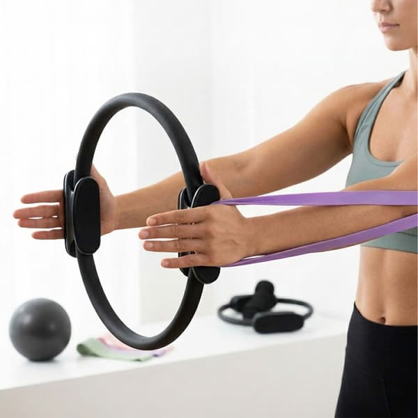 6-delars Pilates-set: ring, boll, band, Kodustaar