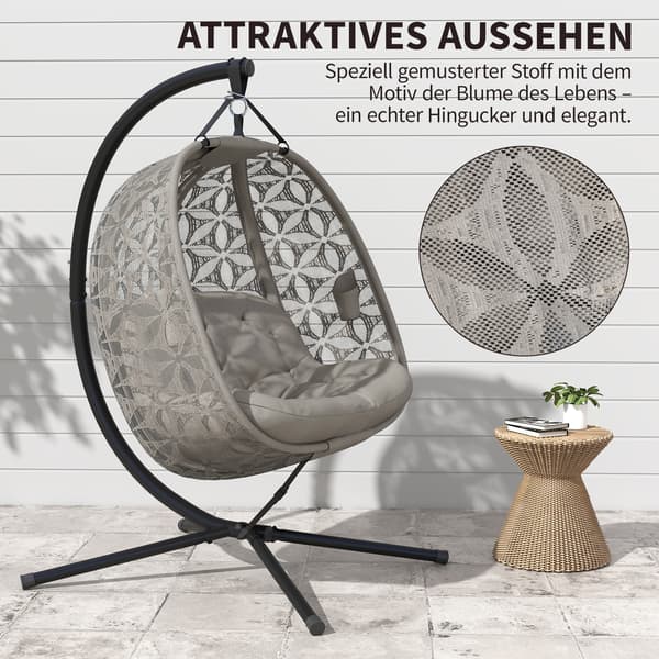 Hängstol med stativ 126x126x176 cm Sand Fällbar Polyester