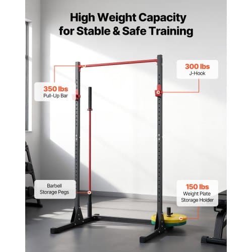 Power Cage Squat Rack, 116x128x217 cm, Justerbar, Stål
