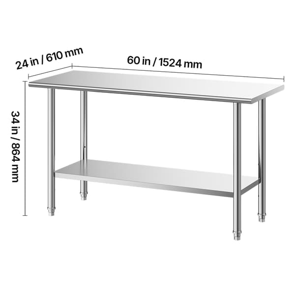 Arbejdsbord 61x122x86,4 cm Rustfrit Stål