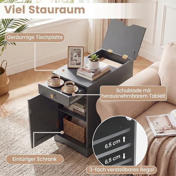 Sängbord Set, 60x35x62 cm, Grå, Trä , Star