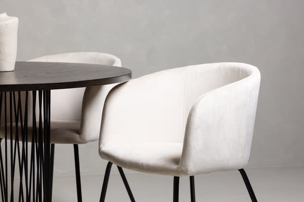 Spisebord og stol sæt Stone og Berit 120 cm Sort Beige