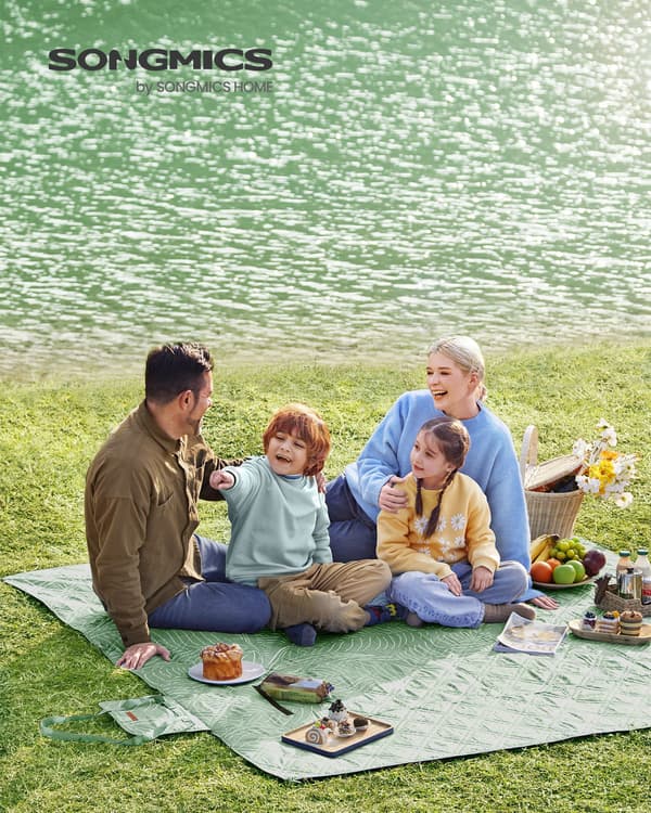 Picnic Tæppe, 200x200 cm, Mintgrøn