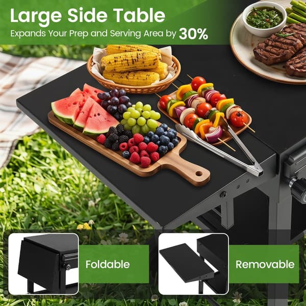 Sammenklappelig grillvogn med bordplade 118x43x89 cm sort