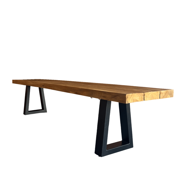 Bænk, 110x280x75 cm, Sort, Genanvendt teaktræ