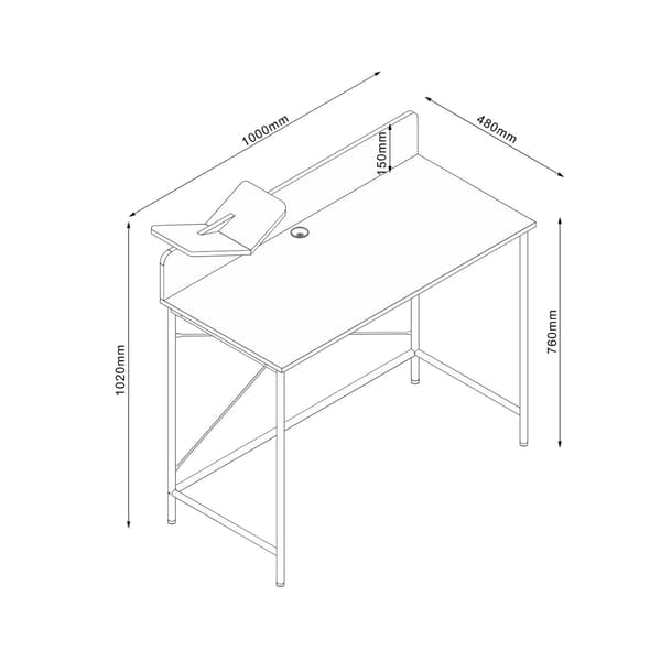 Skrivebord HEDVIG 100x49,5x102 cm Ask Sort