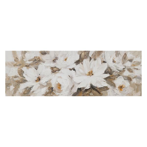 Olie Maleri 50x150 cm Hvide Blomster