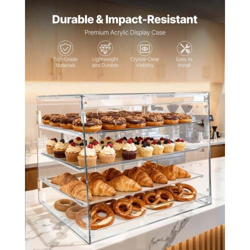 Bageridiskdisplay, 53x43,5x41,5 cm, Transparent, Akryl
