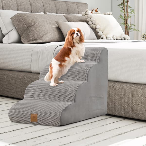 Koiran portaat 4-askelmaa 72x41x51 cm harmaa