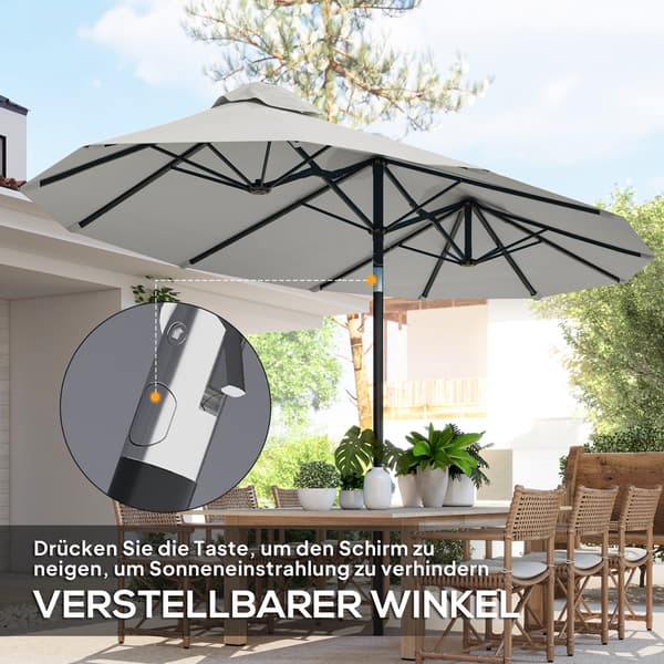 Paraply för uteplats 295x152 cm Vit, polyester och stål