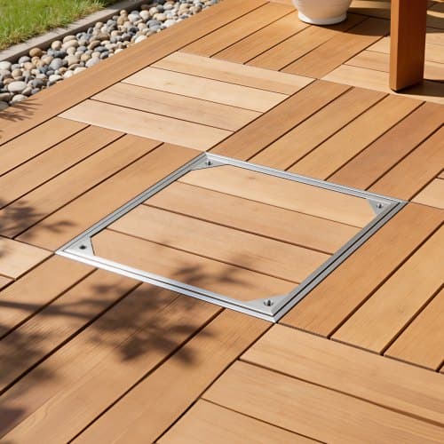 Brunnslock med ram, 40x40x5,5 cm, aluminiumlegering