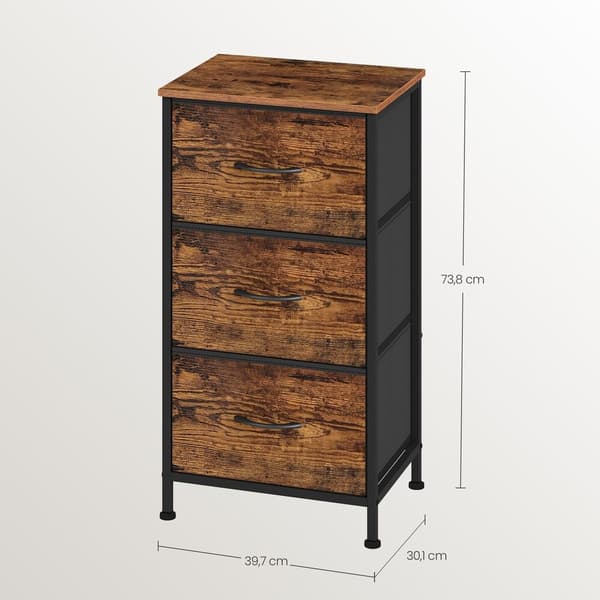 Kommode 30x39,6x73,7 cm Brun-Svart stål
