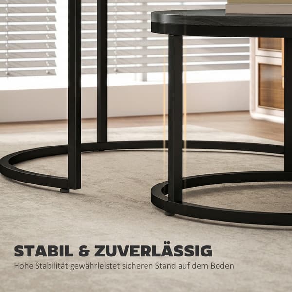 Sofabord Sæt Nesting Sideborde 78,5x78,5x46,5 cm Sort Metal