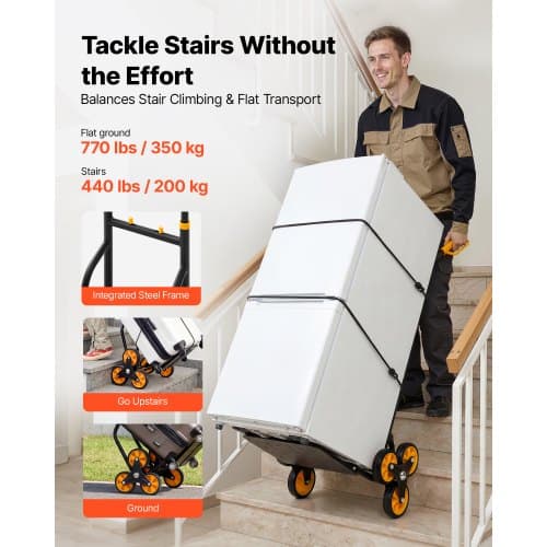 Trappklättrande vagn, 65x52x115 cm, hopfällbar, extra robust, stål