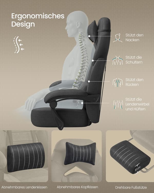 Gaming Stol 70x70x122 cm Sort, ergonomisk design
