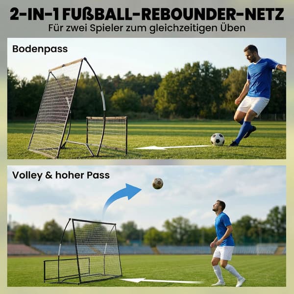 Fodbold Rebounder 2-i-1 Dobbeltsidet Foldbar 200x94 cm sort