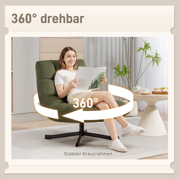 Drejestol 75x95x90 cm Grøn, Chenille