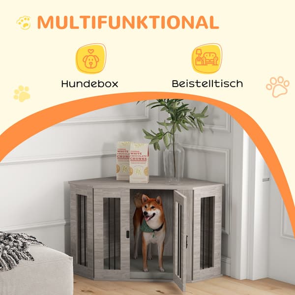Hundebur hjørnedesign 104x55x63 cm valnød/creme