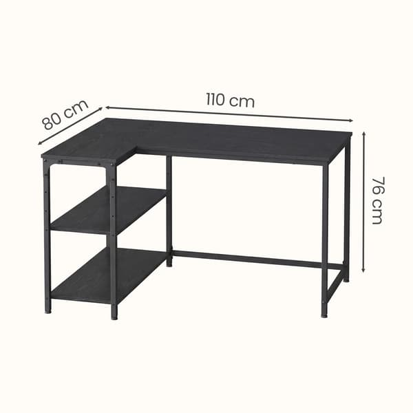 Hjørneskrivebord 120x80 cm Sort træ og stål