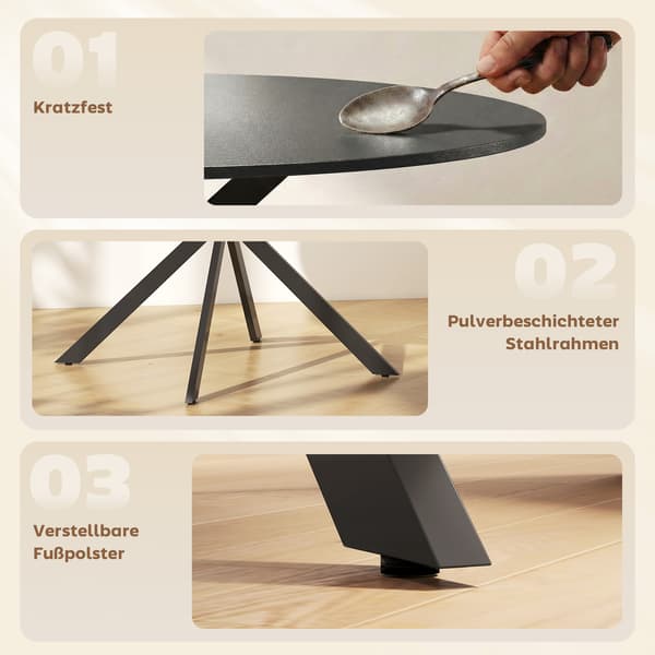 Spisebord, 100x75 cm, Sort, Stål