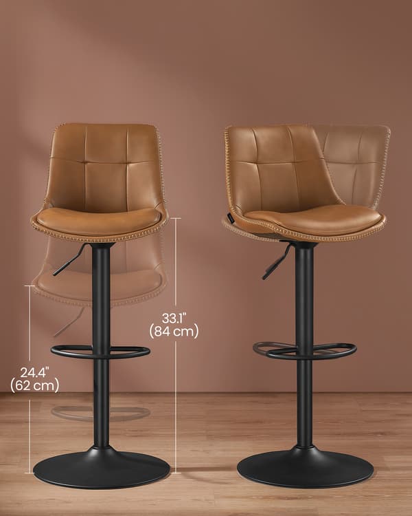 Barstolar Set om 2 63x84 cm Brun PU-läder