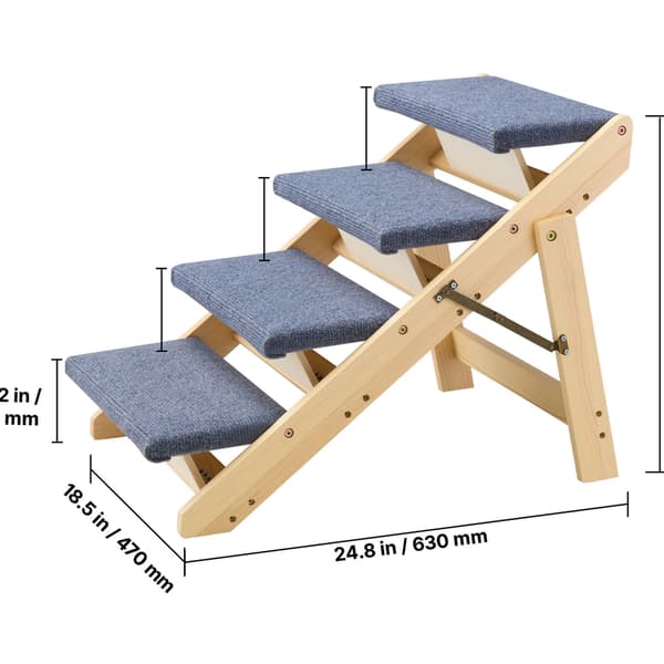 Kæledyrstrappe, 4-trins foldbart trædesign, 63x47x49 cm, opbevaring
