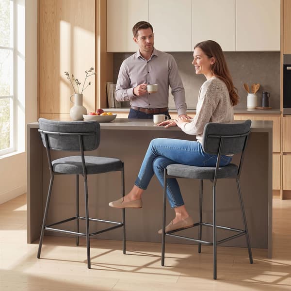 Barstolsæt, 49x53x93 cm, Grå, Polstret