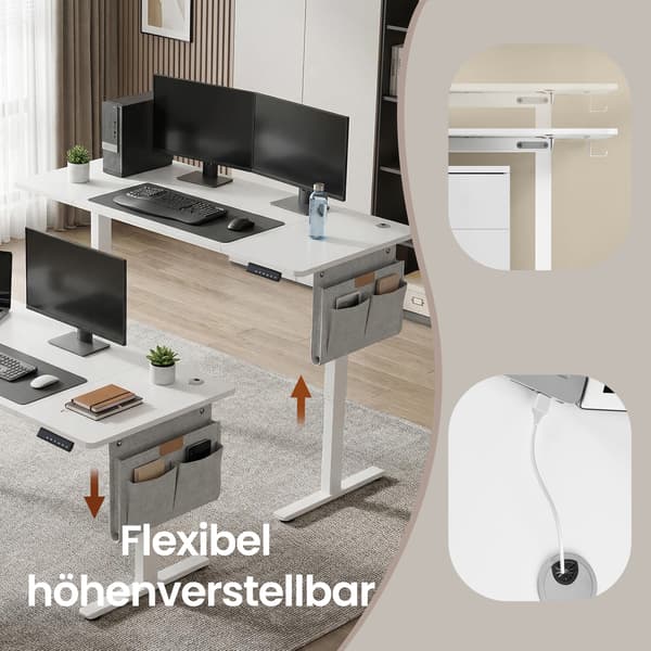 Höj- och sänkbart skrivbord 60x120x72-120 cm vitt