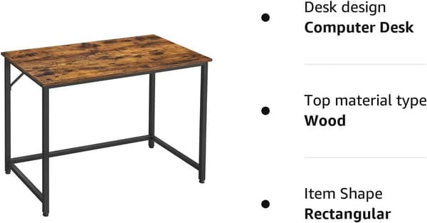 Computerbord 100x50x75 cm Brun Sort Stål