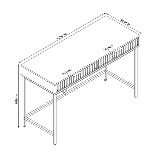 Skrivebord HELVE 120x48x76 cm Sort