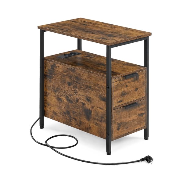 Sidebord 60x35x61 cm Brun-Sort Træ-Stål