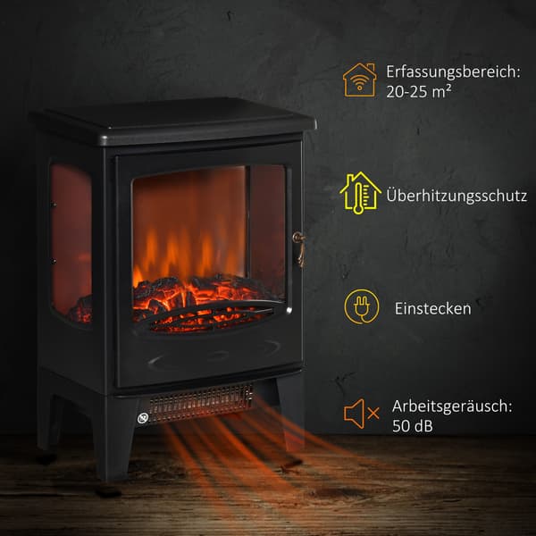 Elektrisk pejs med varmelegeme 39x26x54,8 cm sort