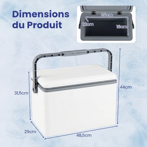 Rigid Cooler 12L 48,5x29x31,5 cm hvid