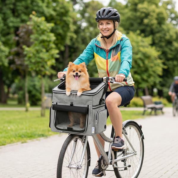 Hundcykelkorg 33x26x35 cm Ljusgrå Polyester