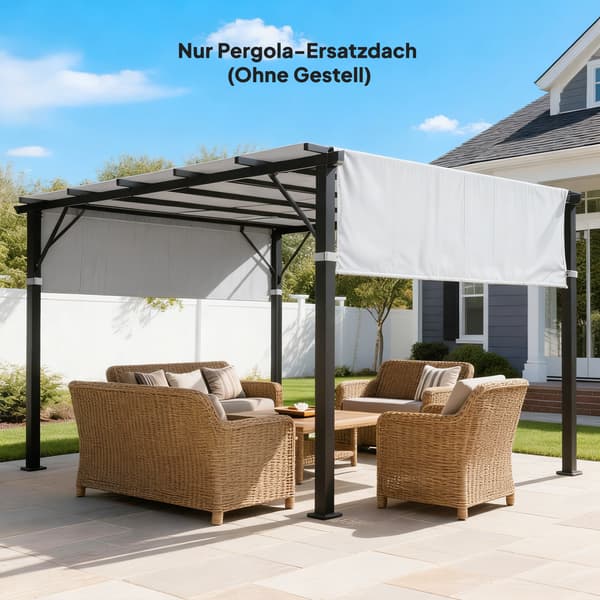 Ersättningstak till pergola 300x300 cm, ljusgrå, polyester