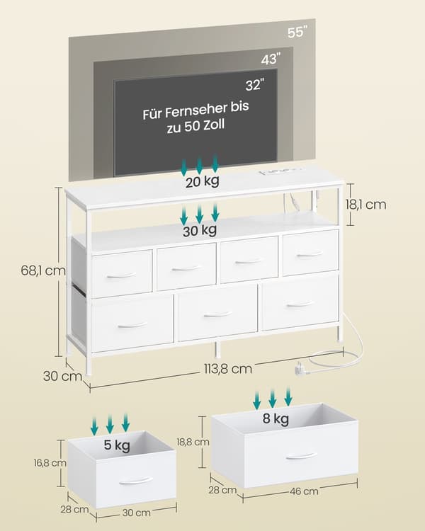 Sideboard 30x113,8x68,1 cm Vit