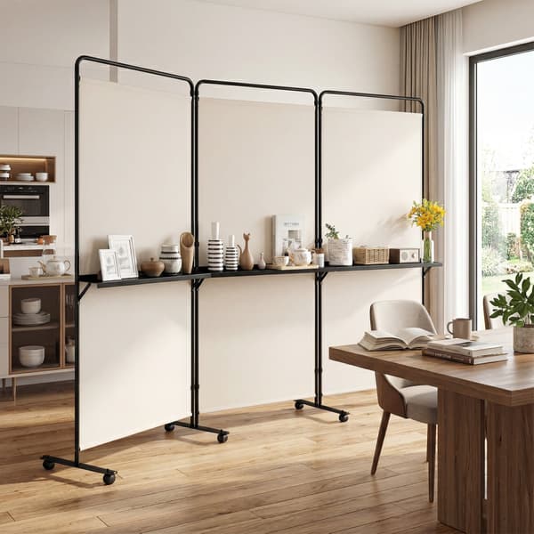 Rumdeler med hylder 3-panel 259x44x188 cm hvid