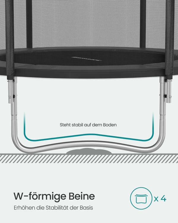 Trampolin 244 cm Svart Utomhus