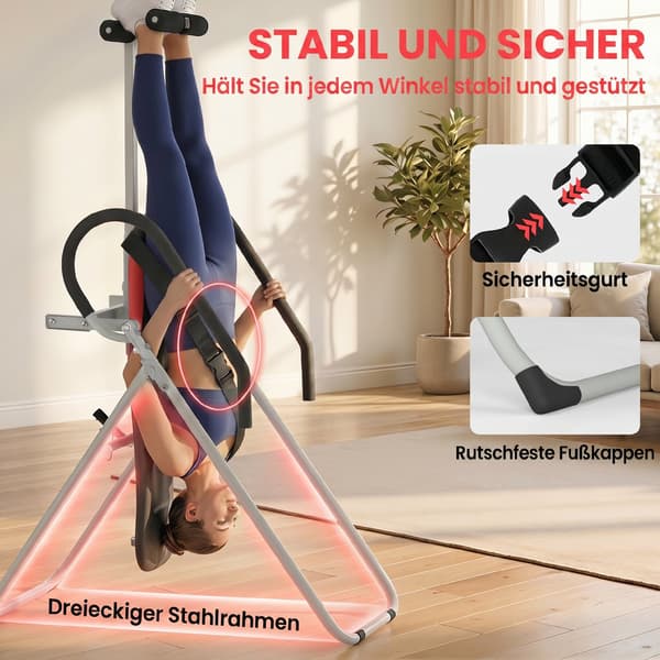 Inversionstabel Foldbar 122x59x130 cm sort/rød