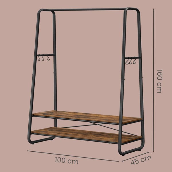 Klesstativ 100x45x160 cm Brun, stålramme