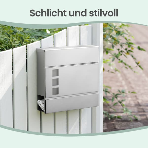 Postkasse 37x10,5x37 cm Sølv Rustfritt Stål