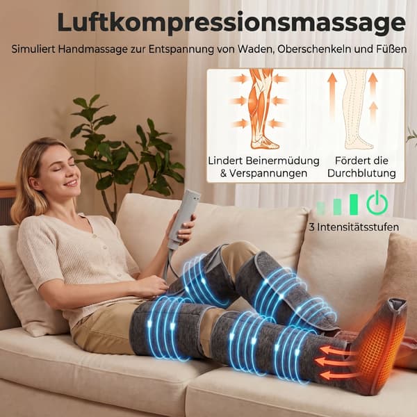 Bensmassager med varme og kompression 77x96x12 cm grå
