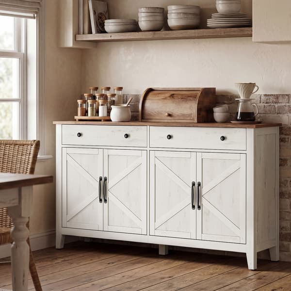 Sideboard 140x40x80 cm rustik vit/honungsbrun