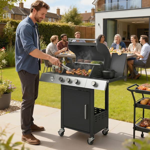 Gasgrill 109x50x109 cm Sort Rustfrit Stål