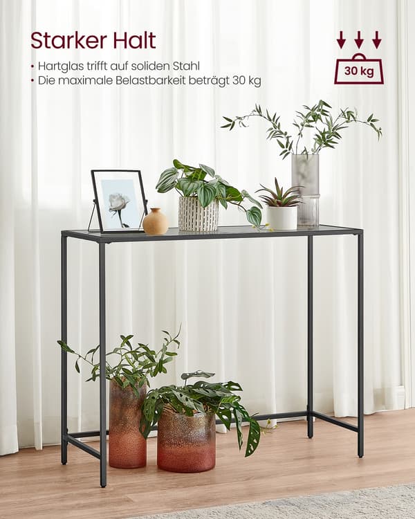 Konsolbord, 20x100x80 cm, Sort, Glas