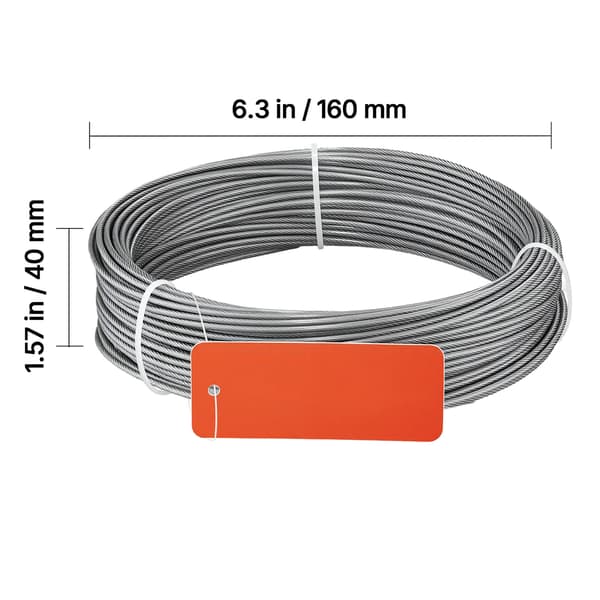 Wire Rope Kit, 35,1 m, 2 mm, 304 rustfrit stål, stål, gør-det-selv