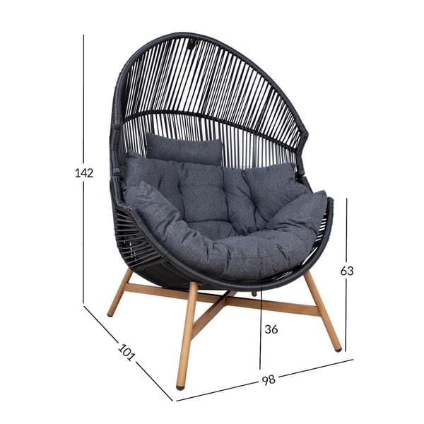 Fritidsstol Helsinki 98x101x142 cm Sort